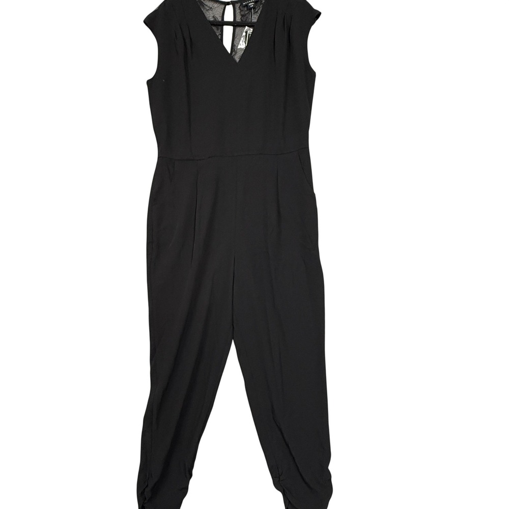 Metaphor Jumpsuit Womens Large Black Lace Back Sleeveless V Neck Party‎ Cocktail
